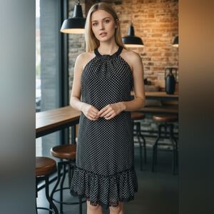 Jonathan Martin VTG Polka Dot Lace Retro Shift Dress Drop Waist Y2K Resort Sz 6